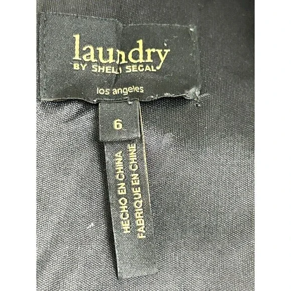 Laundry by Shelli Segal Sz 6 Black White Colorblock Lace Sheath Career Dress N4 - Picture 10 of 12